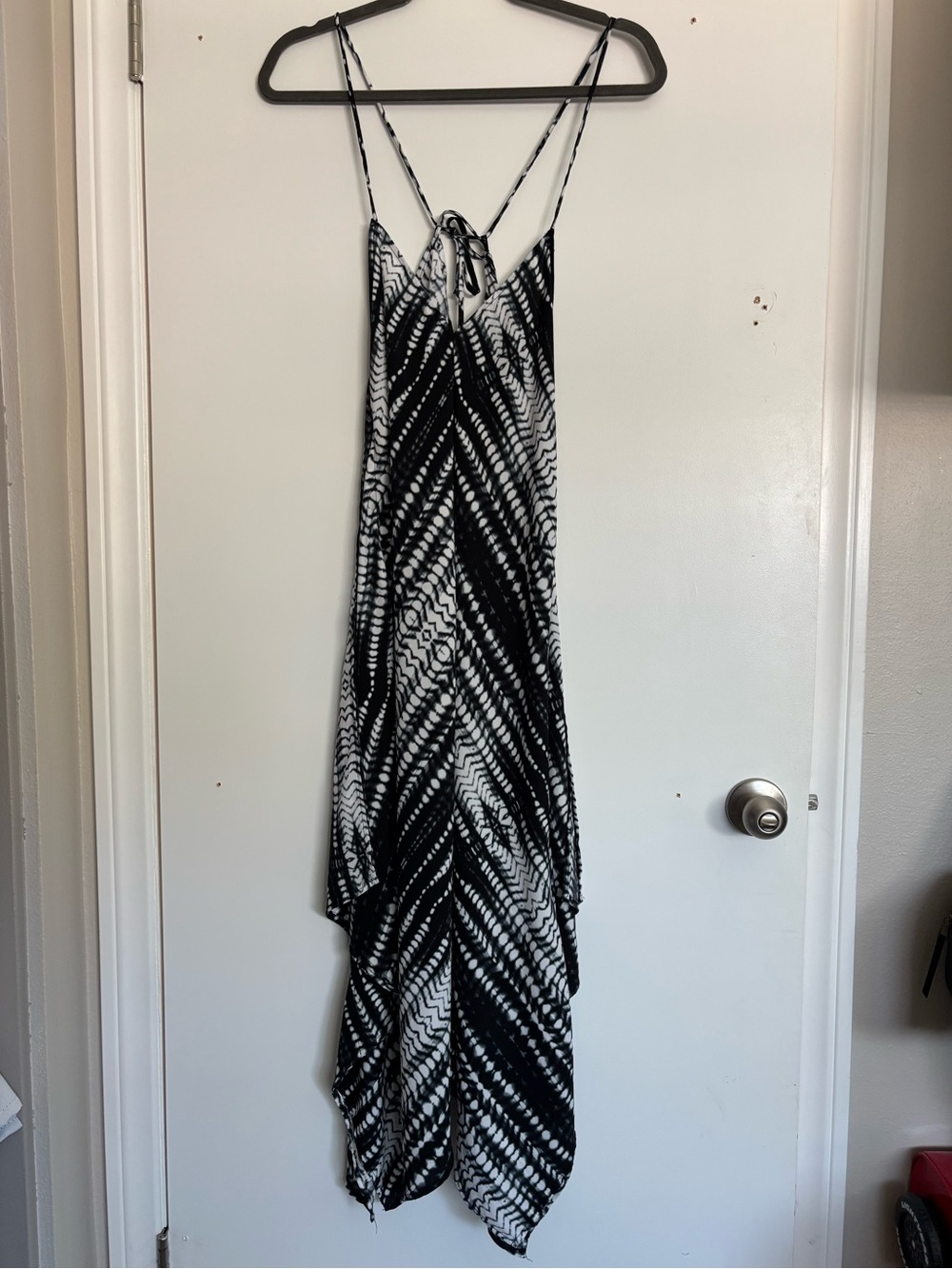 Brigitte Bailey Tie-Dye Hankerchief Dress Black/White Women's Small Flowy Light